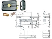 SERRATURA PORTE FERRO C/QUADRO CATEN. E SCR. CIL. FISSO S/AL. 485/486- - mm.60 SX (486603) - 2 pezzi ISEO