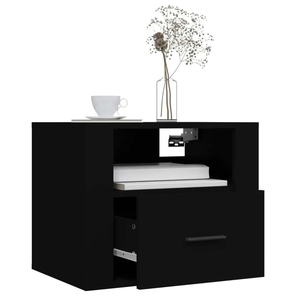 Comodino a Muro Nero 50x36x40 cm 816882