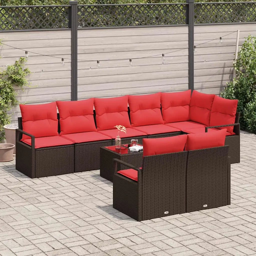 Set di divani 9 pcs Marrone polyrattan 3346444
