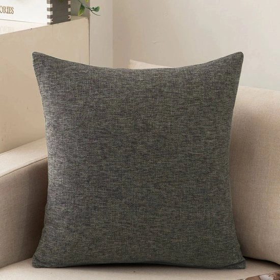 Pacchetto di 2 coprifuoco per divano, morbidi cuscini in cotone e lino per divano, divano letto, salotto, casa, coprifuoco a tinta unita (45*45cm) - Grigio scuro