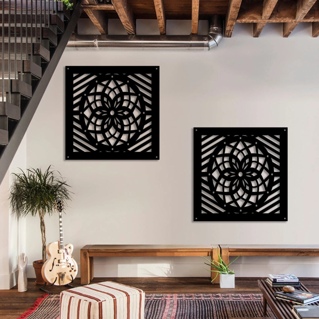 ABBEY ROSE - Pannello in PVC traforato - Parasole Misura: 73x73 cm, Colore: nero