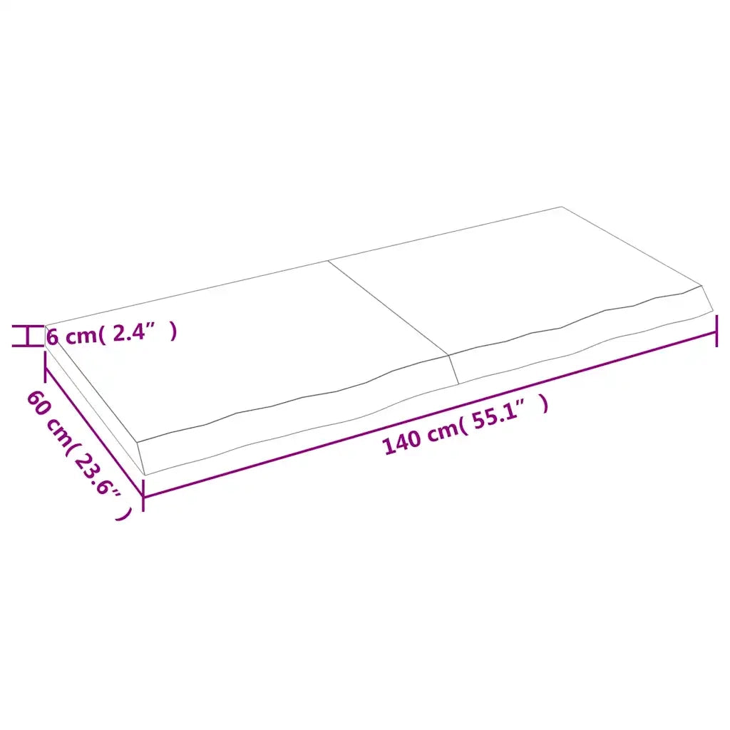 Piano Bagno Marrone 140x60x(2-6) cm Legno Massello Trattato 3156152