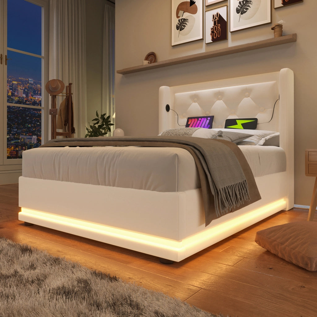 letto imbottito pu bianco 90 x 200 cm