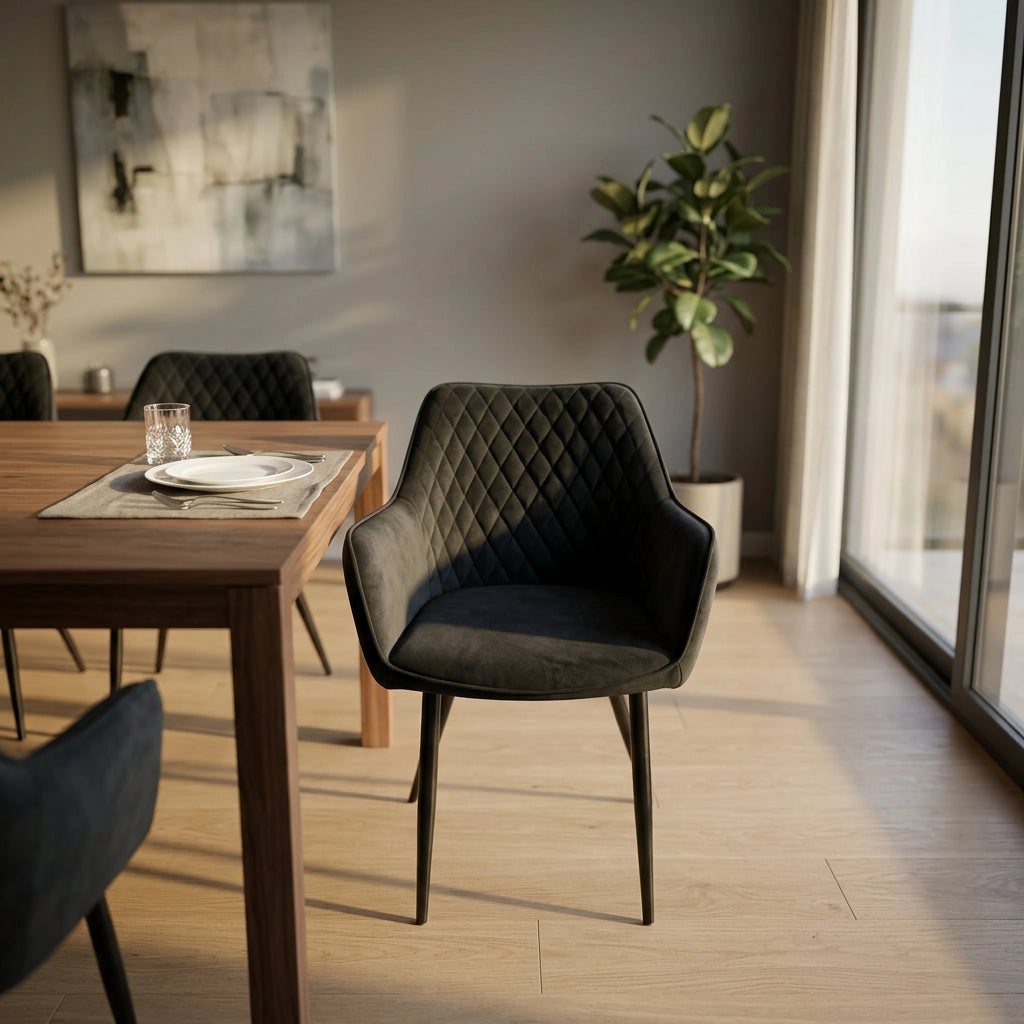 Poltrona per Sala da Pranzo in Velluto Metallo cm 48x62x83 - CALLIOPE