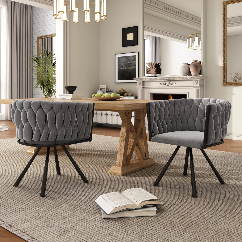 SEDIA Girevole 360° in Velluto Grigio Set da 4 pezzi
