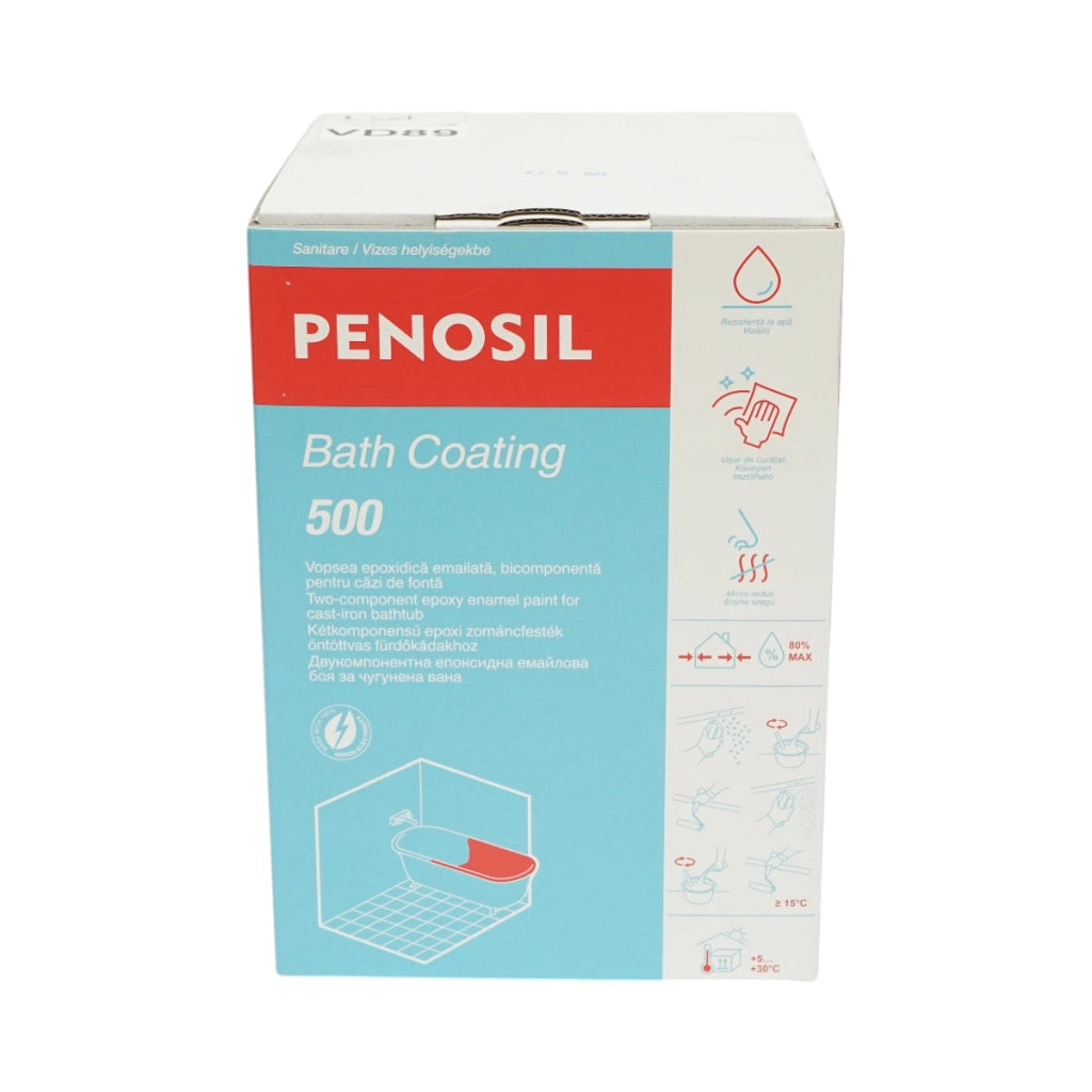 Kit vernice smalto epossidico bianco lucido per il restauro di vasche in ghisa 960 g – Penosil Bath Coating 500