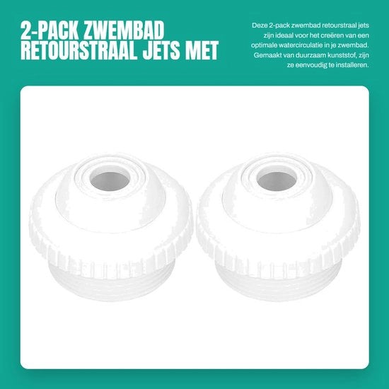 Ingresso a Getto 2-Pack - Flusso Direzionale - Ritorno di Getto per Piscine - Materiale in Plastica - 1,5 Pollici di Fitta Esterna - Elevata Resistenza alle Alte Temperature - Getto per Piscine