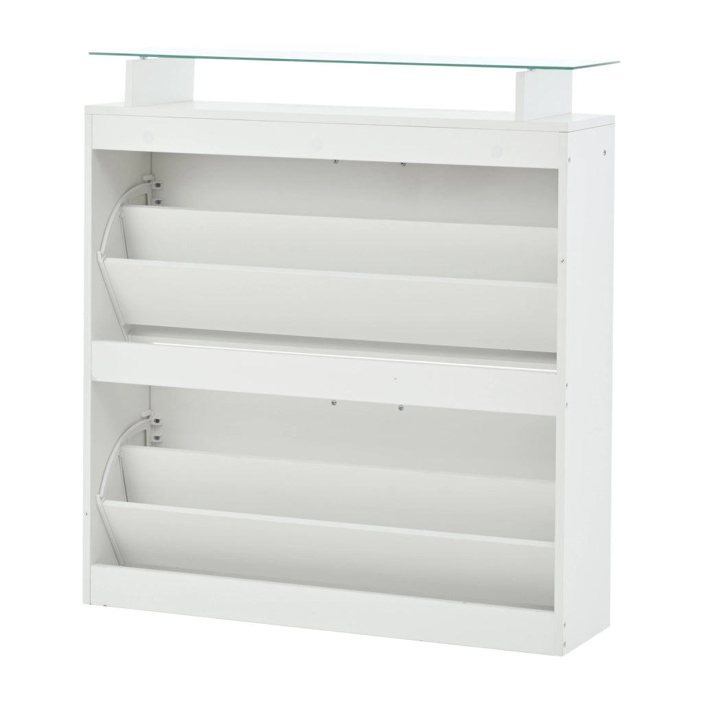 MOBILE INGRESSO Set da 4 pezzi con specchio e scarpiera 89,5x23x96,5 cm bianco
