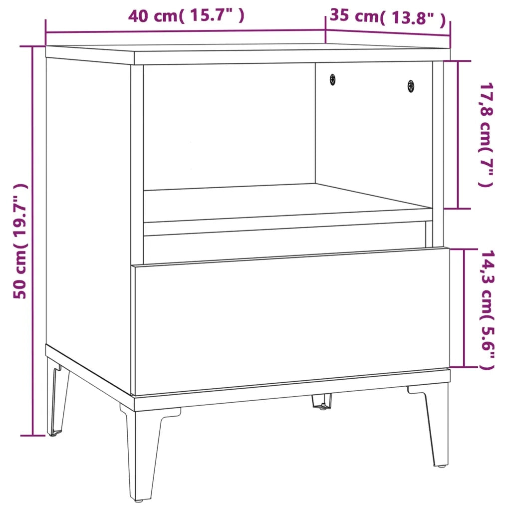 Comodino Rovere Fumo 40x35x50 cm 821820