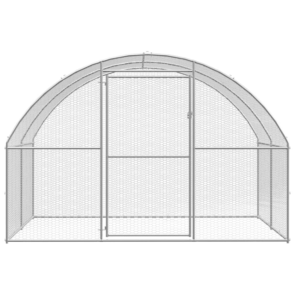 Pollaio/recinto/gabbia per polli da esterno 3 x 12 x 2 m acciaio zincato argento 02_0044000