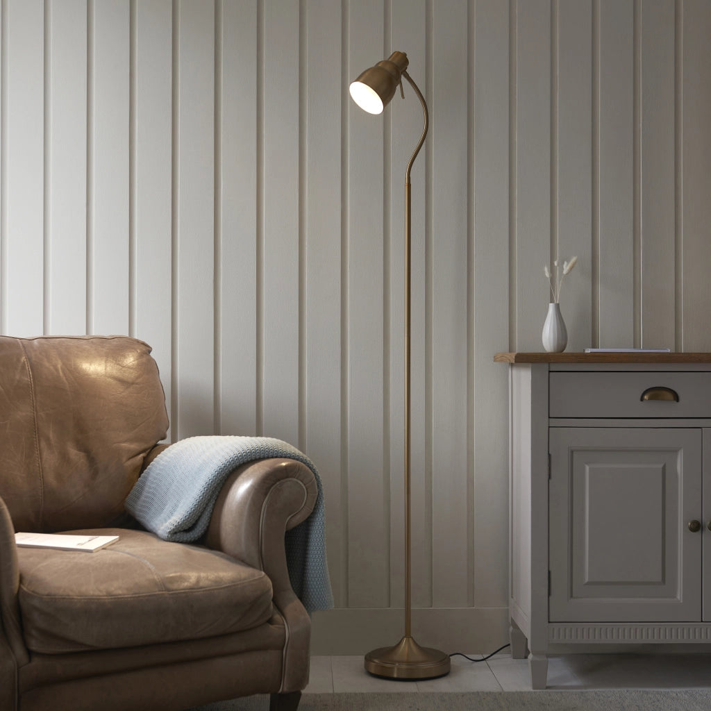 Lampada terra industrial ottone braccio flex GU10 Endon