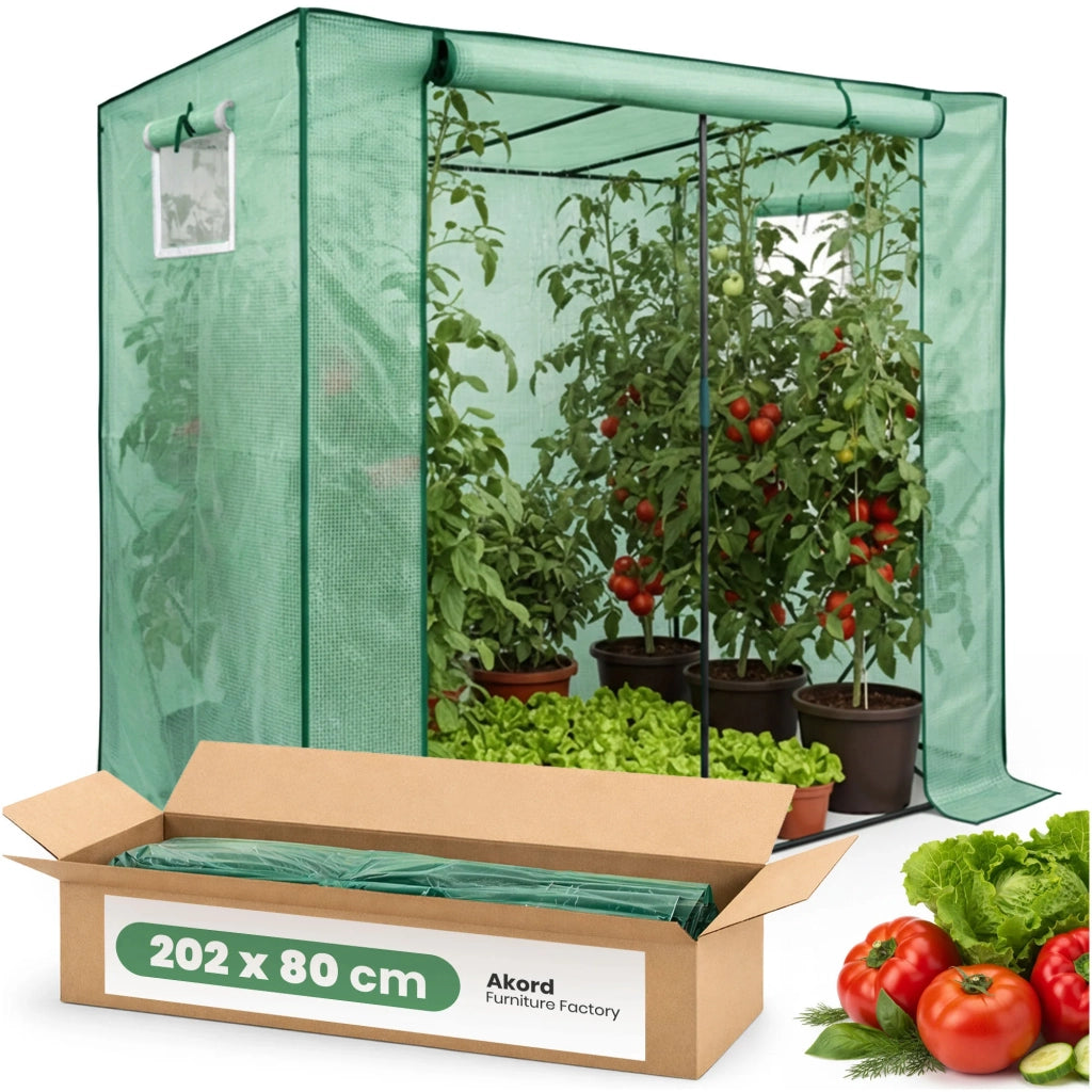 Serra da giardino a casetta con struttura in metallo e telo in PE 1 porta 2 finestre Verde 202x80x170 cm