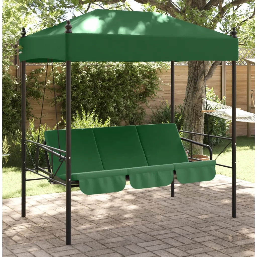 Panchina a Dondolo da Giardino | Panca da Giardino Baldacchino Verde in Acciaio