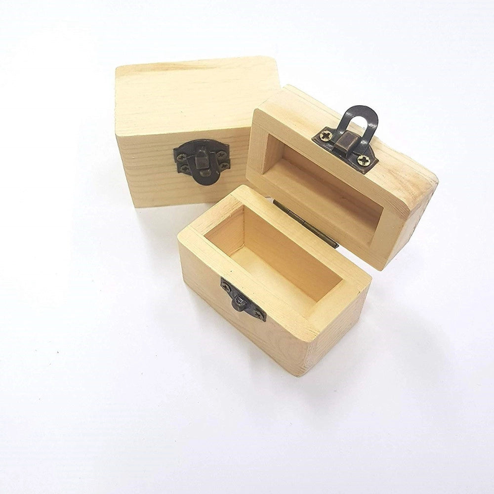 Trade Shop - Scatole Baule Scatola 2 Pezzi Legno  64886 Portagioie 6x3.5x4 Cm Decoupage -