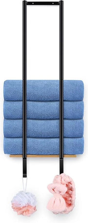 Sostegno per asciugamano in acciaio inossidabile nero 77 cm - supporto per asciugamano per bagno con appendiasciugamano per ospiti - 2 ganci per asciugamani