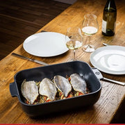 Scheda per forno rettangolare con maniglie, ceramica, pietra grigia, 8,3 x 40,5 x 27,2 cm, capacità: ca. 4 l, 60022