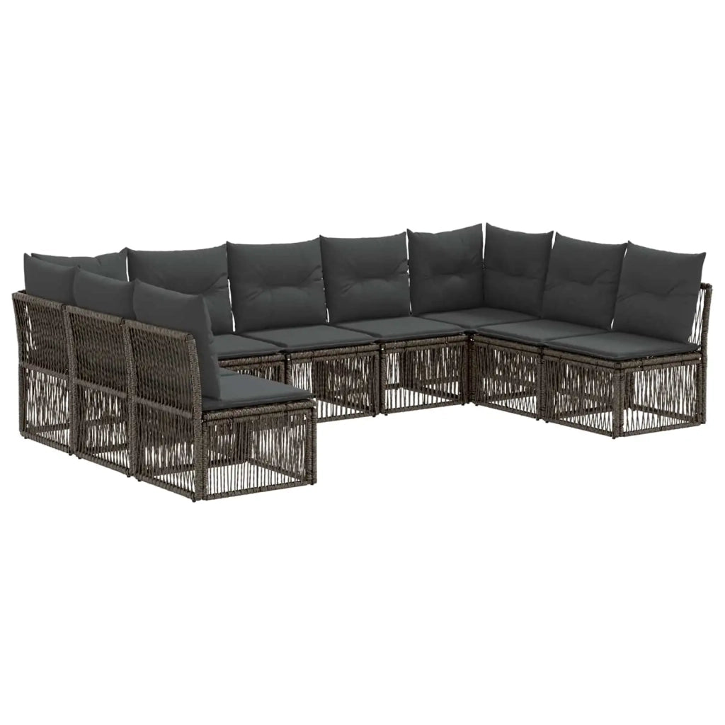 Set Divano da Giardino 9 pz Grigio polyrattan 3434321