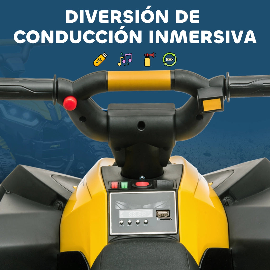 Quad Elettrico per Bambini 3-5 Anni ¨C Xylo ¨C 12V 2 Motori Giallo 83x53x55,5 cm