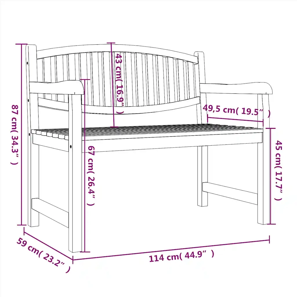 Panca da Giardino 114x59x87 cm Legno Massello di Teak 364408