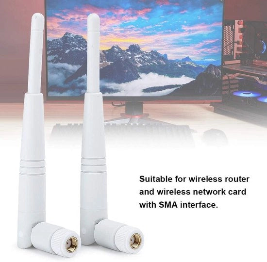 Antenna WiFi a Doppia Banda ad Alta Gittata -  Antenna a Direzione Omnidirezionale a 4DBi con Connettore RP-SMA.