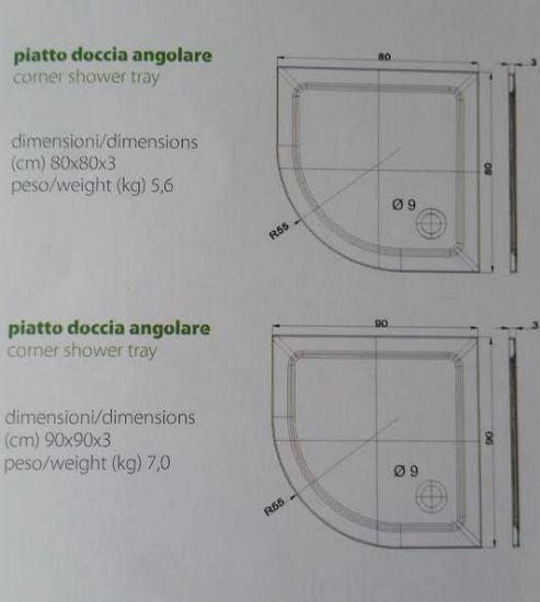 Piatto doccia flat in resina alto 3cm (rettangolare) - Misura: 76 x 120 x 3h