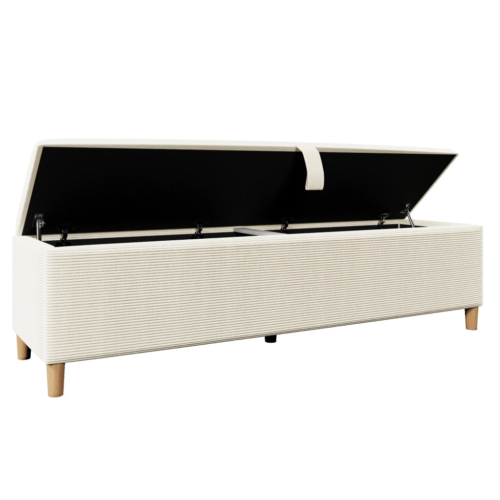 Panca da letto con vano contenitore, 165 x 38 cm, panca imbottita con meccanismo idraulico per il vano contenitore, adatta per camera da letto, soggio