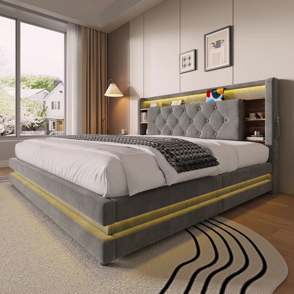 letto imbottito velluto grigio scuro 160 x 200 cm