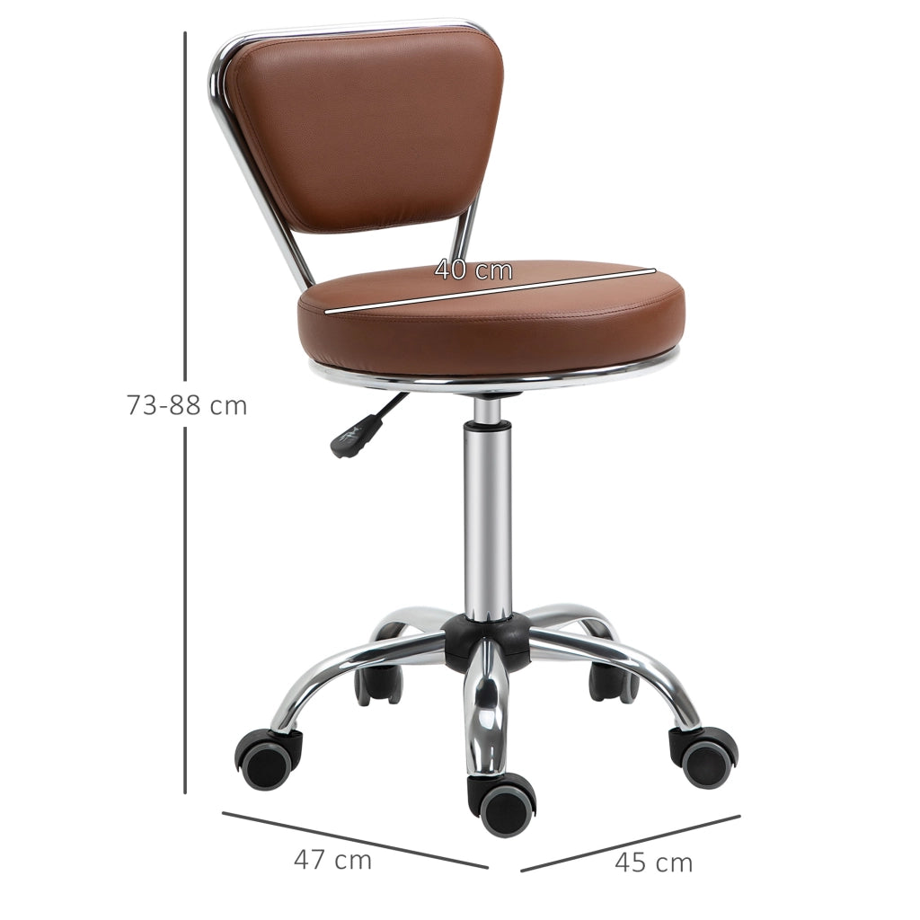 Sgabello da Massaggio Vintage ¨C zephmum ¨C Marrone, Metallo Cromato, 49-64 cm