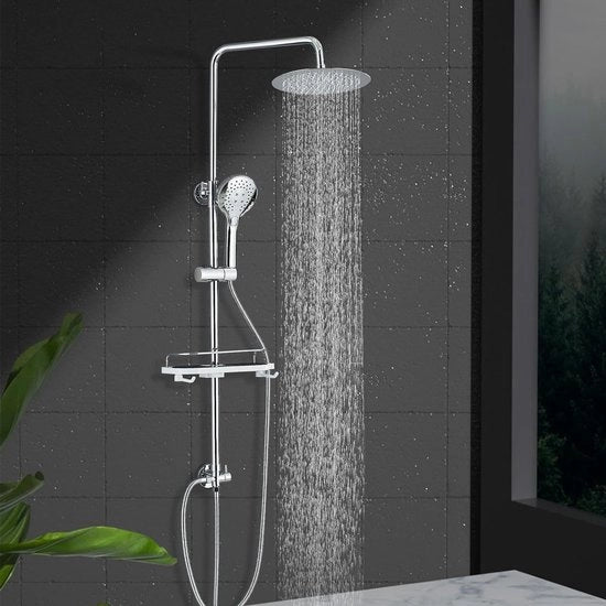 Regendouche senza armatura, douchearmatura, chroom, regendouche, doucheset, douchesistema con piattaforma di sostegno, regendouche, waterval, 3 funzioni ABS handdouche per bagno