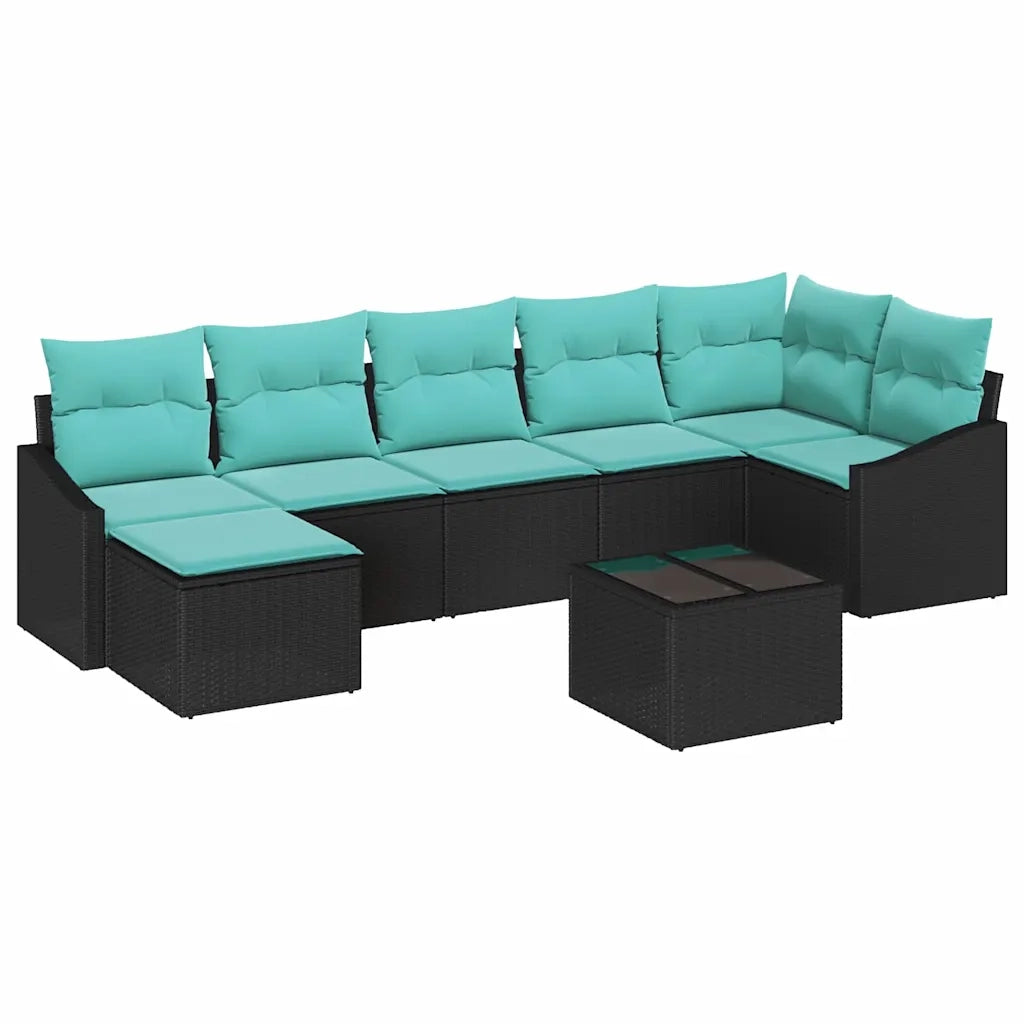 Set di divani con cuscino 8 pcs Nero polyrattan 3346826