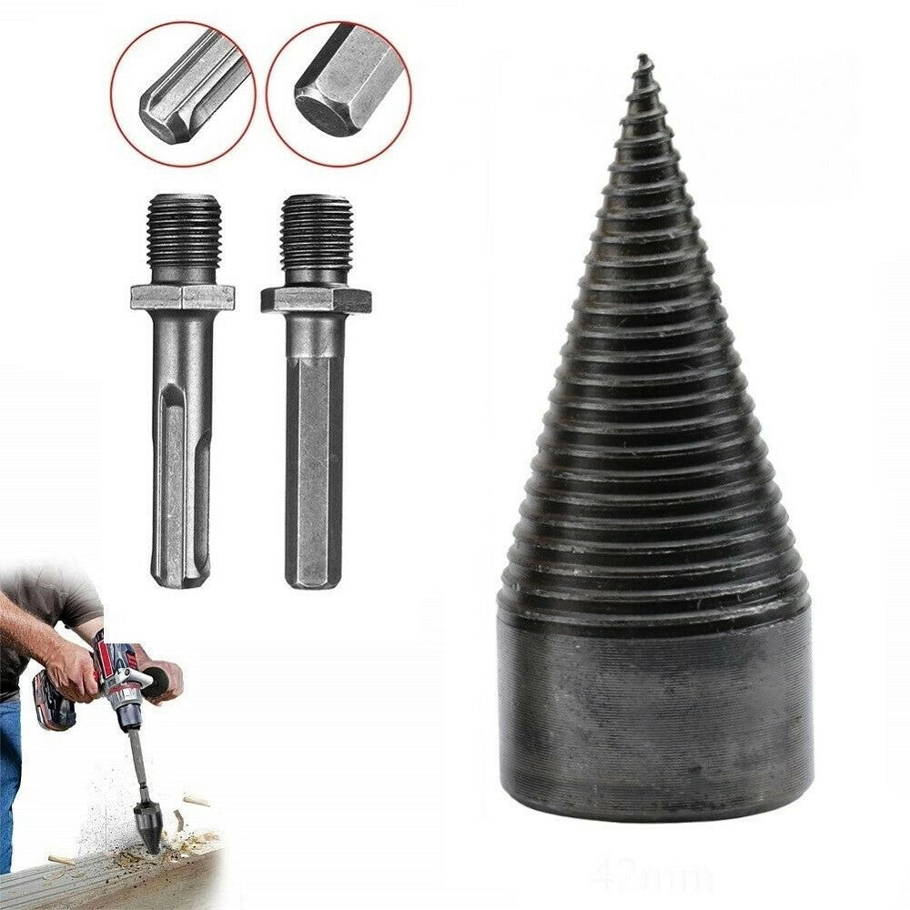 Trade Shop - Vite Conica Spaccalegna 40mm Fresa Legno Punta Per Trapano Con 2 Attacchi -