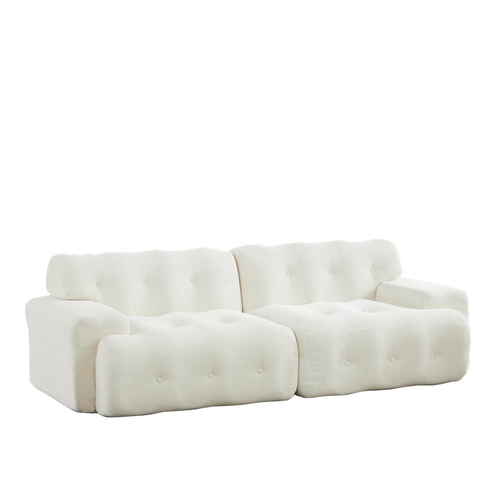 Divano 2 Posti Cloud con Braccioli Larghi ¨C Xylo ¨C Beige, Tessuto, Trapuntato