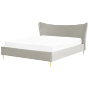 Letto in velluto grigio con struttura 180 x 200 cm gambe imbottite oro testiera stile glamour moderno