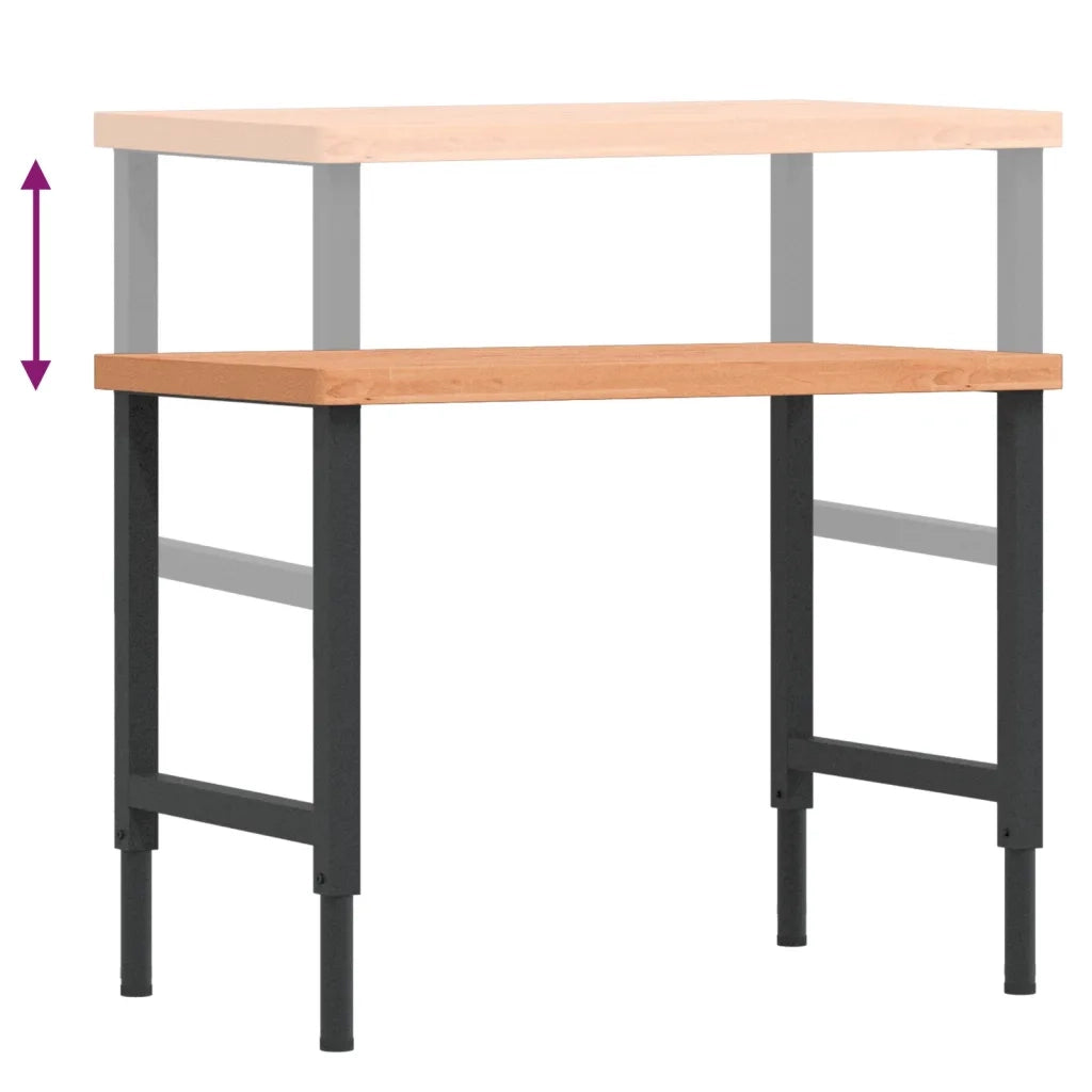 Banco Lavoro 100x60x(73-99,5) cm Legno di Faggio Rettangolare 3309685