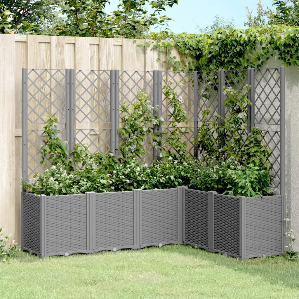 Fioriera | Cassetta per fiori | Vaso Giardino con Graticcio Grigio Chiaro 160x120x140 cm PP