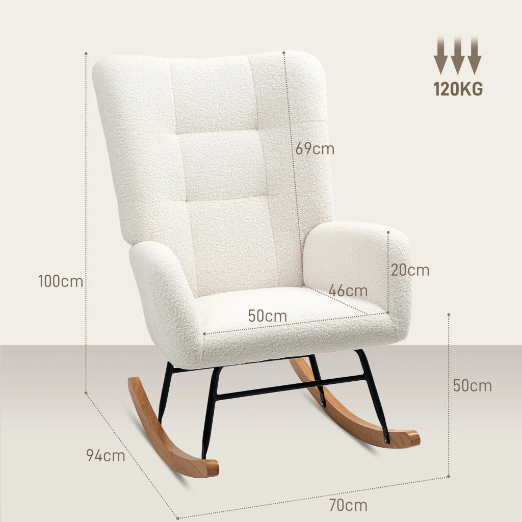 Poltrona a Dondolo ¨C Minimal ¨C Tessuto Imbottito Crema