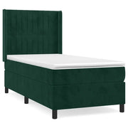 Letto singolo | Letto per adulti | Giroletto a Molle con Materasso Verde Scuro 80x200 cm Velluto