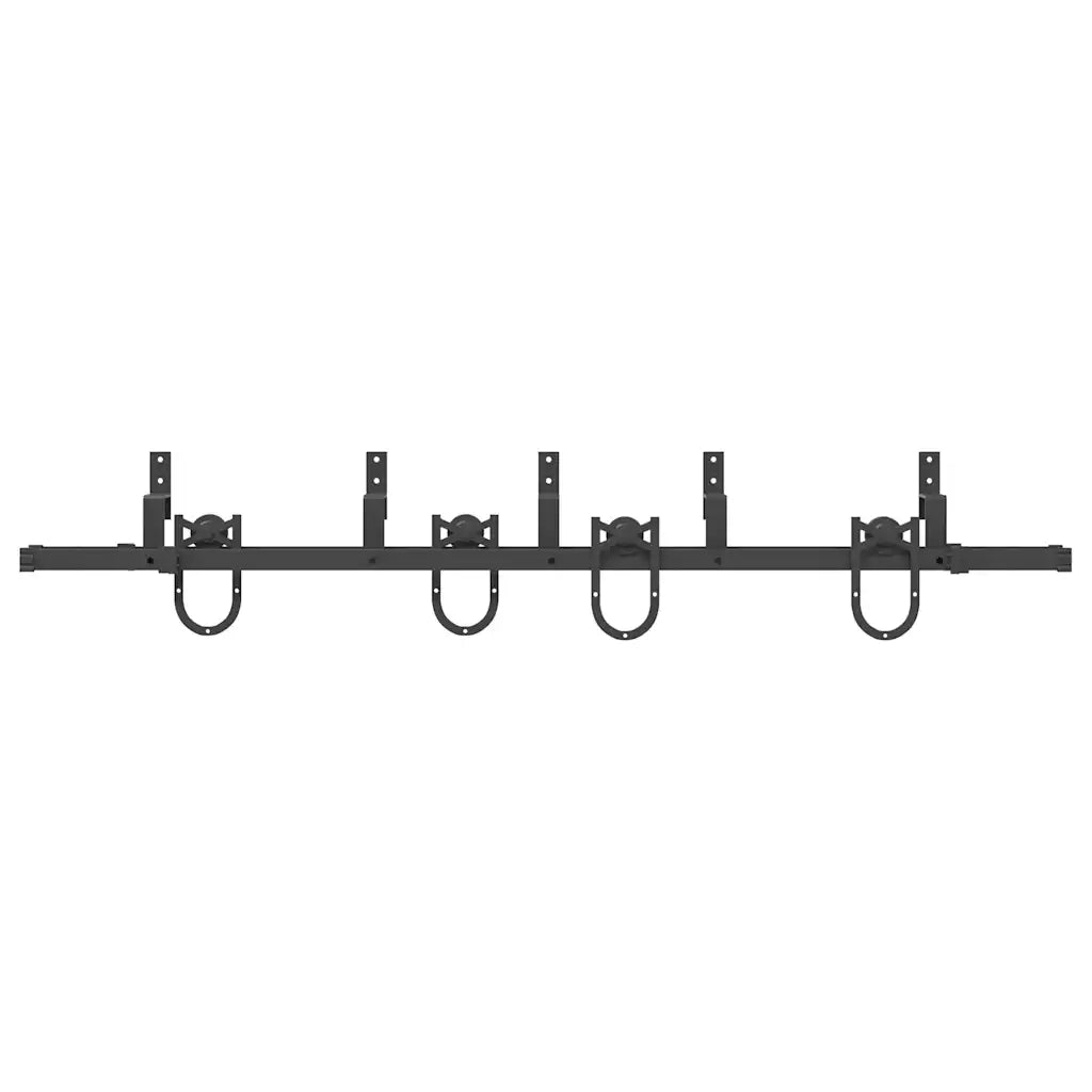 Kit di Binari per Porte Scorrevoli 200 cm Acciaio Nero