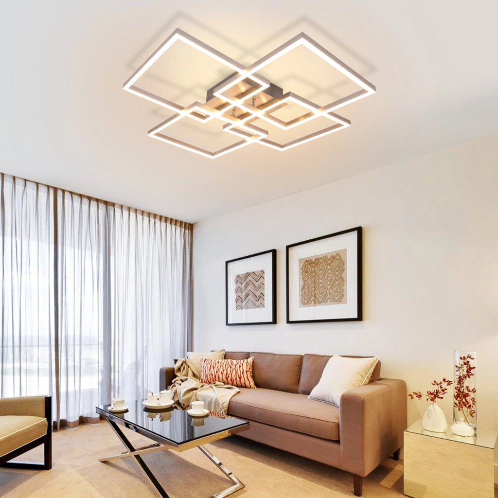 ZMH Lampada da soffitto LED da soffitto per soggiorno 72 cm rettangolare argento dimmerabile 48 W
