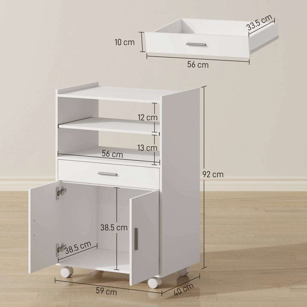Mobile Cucina Multiuso 59x40x92 cm con Ripiano Estraibile in MDF Bianco