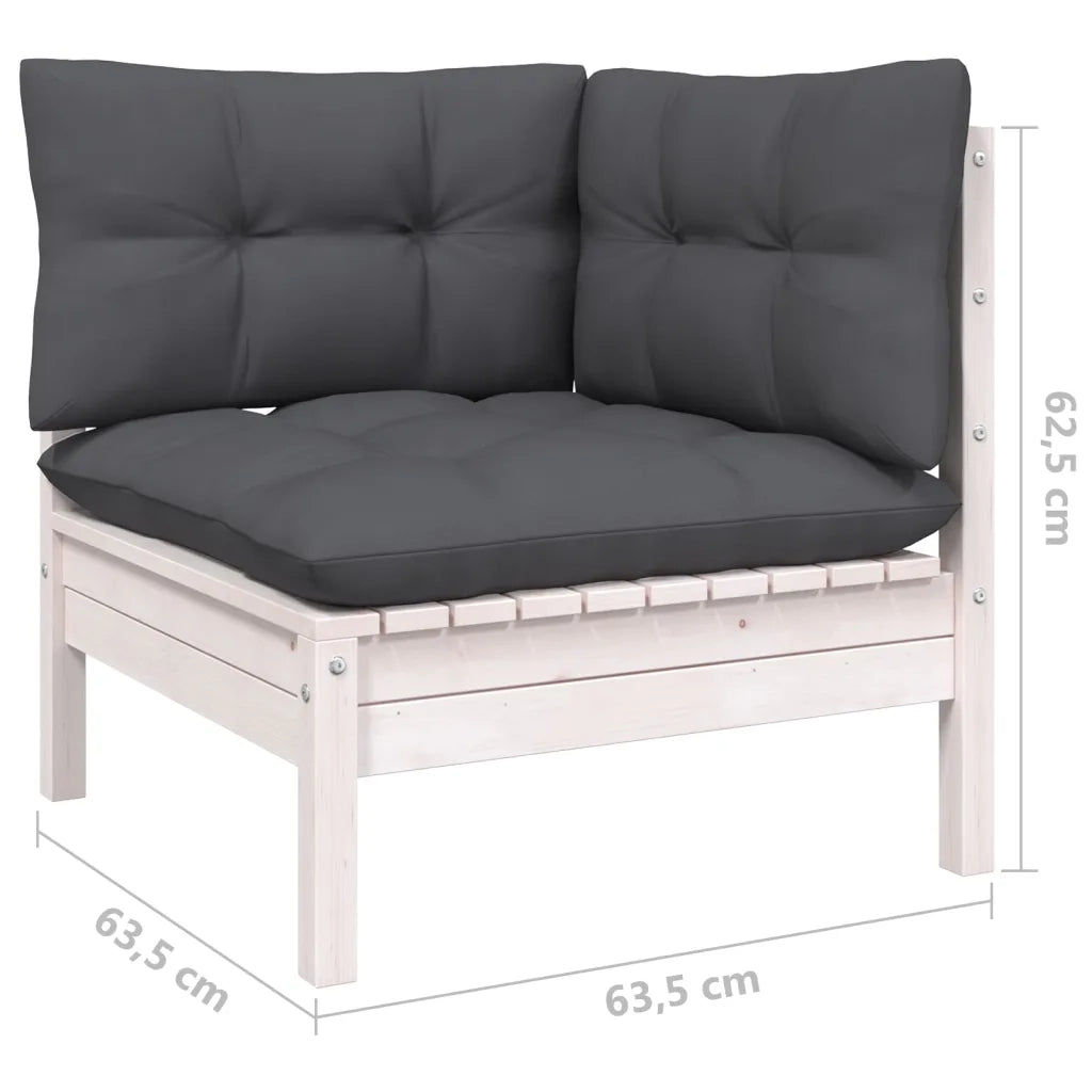 Set Divani da Giardino 13 pz con Cuscini Bianchi Legno di Pino 3097230