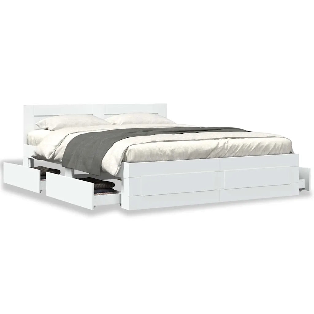Struttura del letto 2 pcs Bianco 150 x 200 cm Legno multistrato 3402858