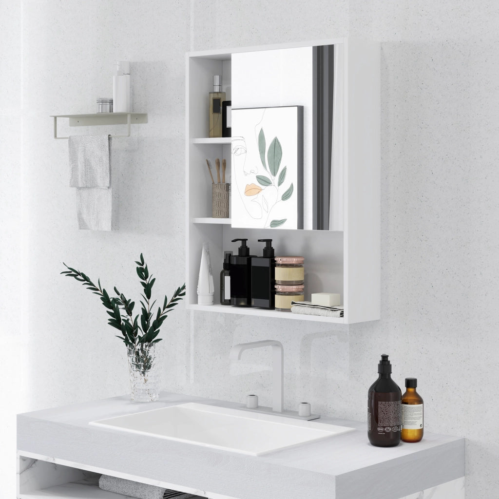 Mobile bagno sospeso con specchio ¨C Xylo ¨C bianco 60x15x76 cm 5 scomparti