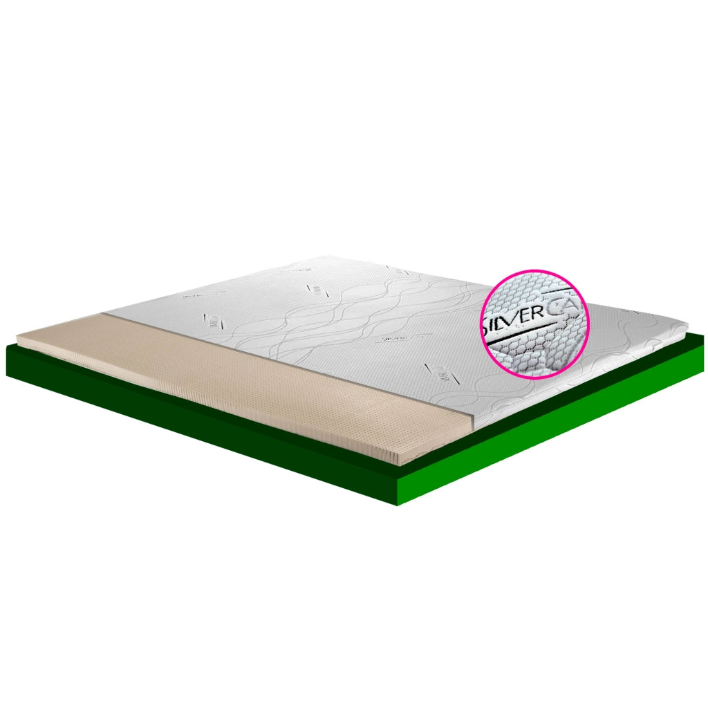 Topper lattice, sopramaterasso in 100% LATTICE ANALLERGICO, Alto 4 cm con tessuto antimicrobico sfoderabile 4 lati con filo in ARGENTO - STAR LATEX matrimoniale 165x190