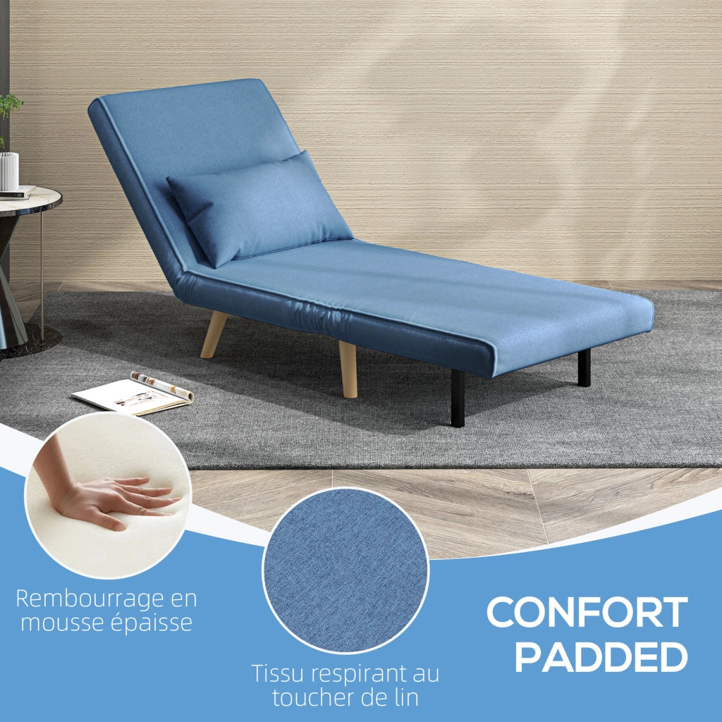Letto imbottito convertibile 1 posto ¨C zephmum ¨C tessuto blu con cuscino