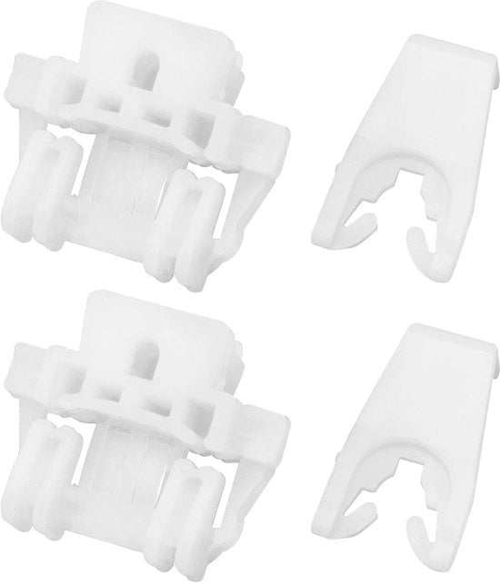 Regolatore di vetro da 2 pezzi - Clip di fissaggio - Compatibile con Renault Clio II - Materiale plastico - Duraturo - OE: 7700842241, 7700842240 - Clip di ruota
