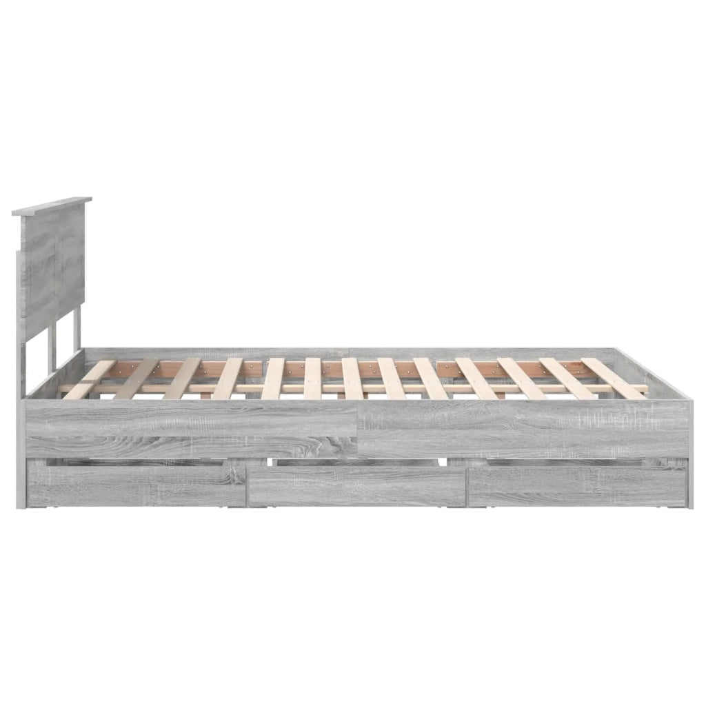 Letto matrimoniale | Letto per adulti | Struttura del letto con cassetto Grigio Sonoma 160 x 200 cm