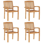 Sedie da Giardino Impilabili 4 pz con Cuscini Massello di Teak 3073217