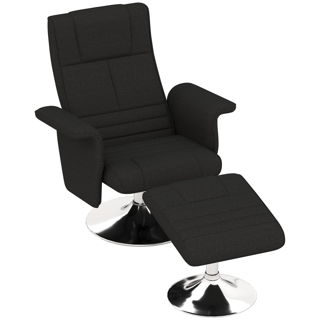 Poltrona relax massaggiante con poggiapiedi reclinabile ¨C Xylo ¨C tessuto nero 78x95x88 cm