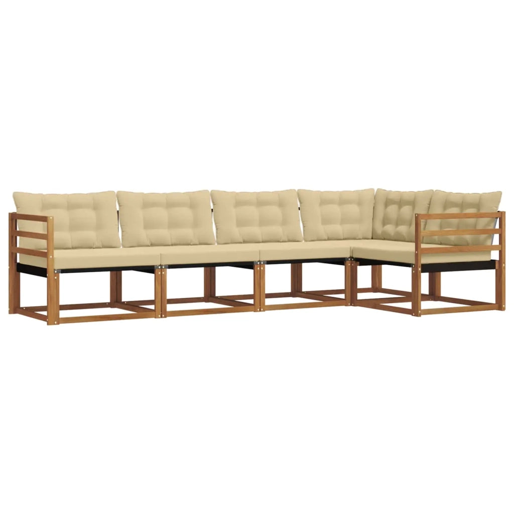 Set di divani da esterno con cuscino 5 pcs Naturale e Beige 3369448